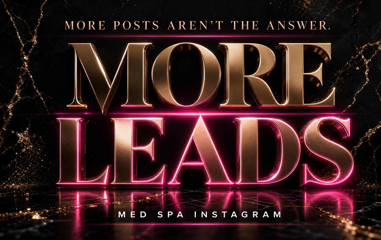 More posts aren't the answer — more leads. Med spa Instagram editorial cover by Face The Beauty AI